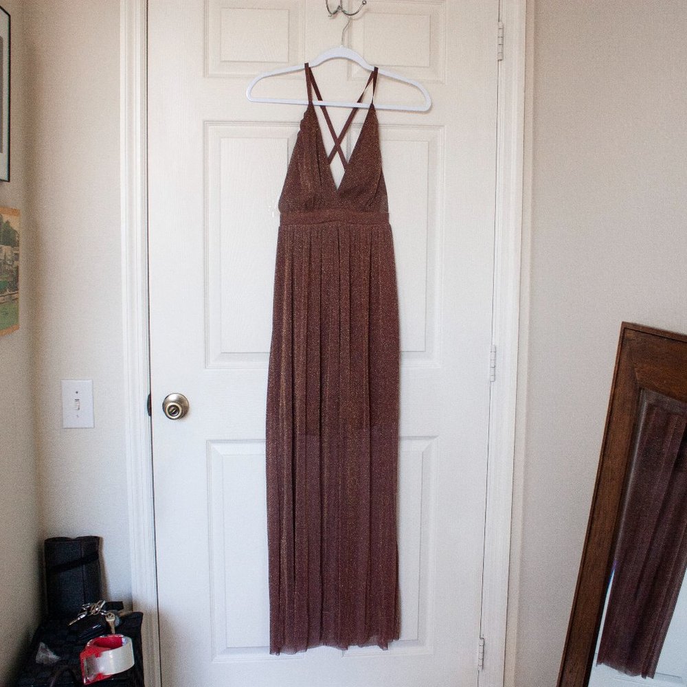 Glitter Rose Gold Long Dress